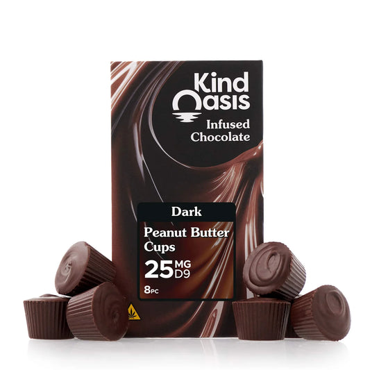 Delta 9 THC 25mg - Peanut Butter Cups - Dark Chocolate 8ct